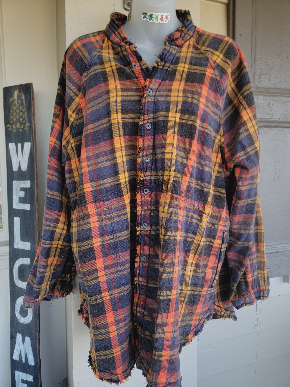 We The Free People Summer Daydream Plaid Oversized Flannel Shirt In Grunge - Picture 11 of 16